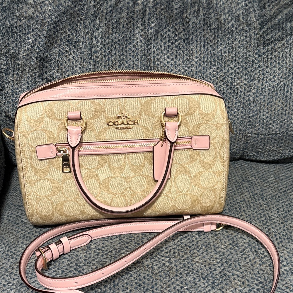 Coach Tan and Pink Satchel Bag